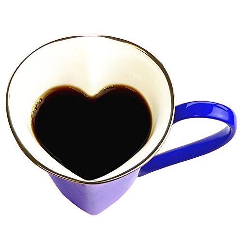 WAGOKOROYA 0.1" Thickness Japanese Romantic Artwork Fine Bone China Heart Mug / Heart Cup in an Exquisite Gift Box for Birthday / Anniversary / Wedding, Sapphire, 7.8 OZ. Height 3.7" Diameter 3.3"