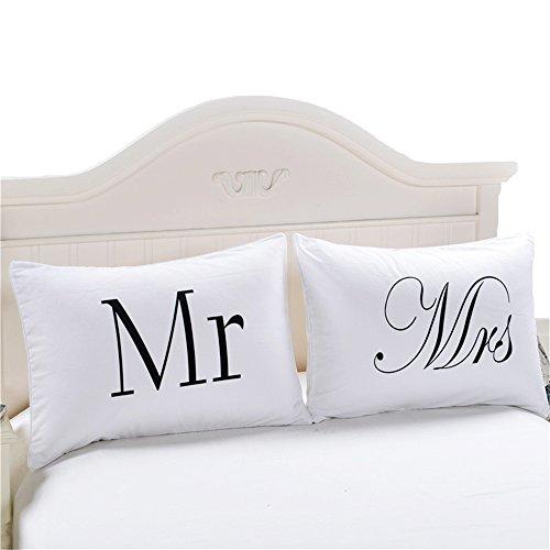 Sleepwish Set of 2 Mr and Mrs Pillow Cases, Anniversary Wedding Gift, Couple Pillowcases His and Hers Personalized Wedding Gift, Romantic Gift Idea for Couples (20 x 36 inch)