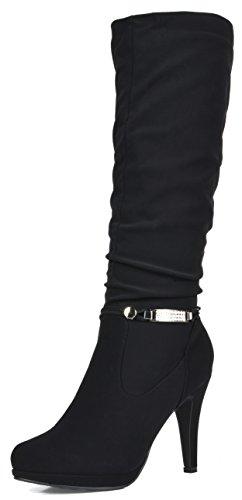 DREAM PAIRS Womens Sarah Black Knee High Platform Heel Boots Size 9 M US