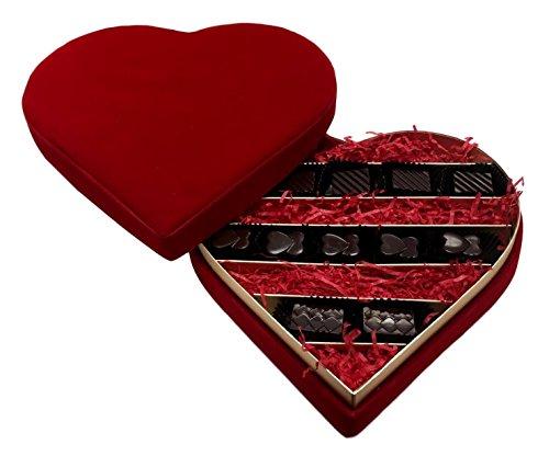 Excellence Chocolats Valentines Red Velvet Heart Box With 12 Dark Chocolate Pralines