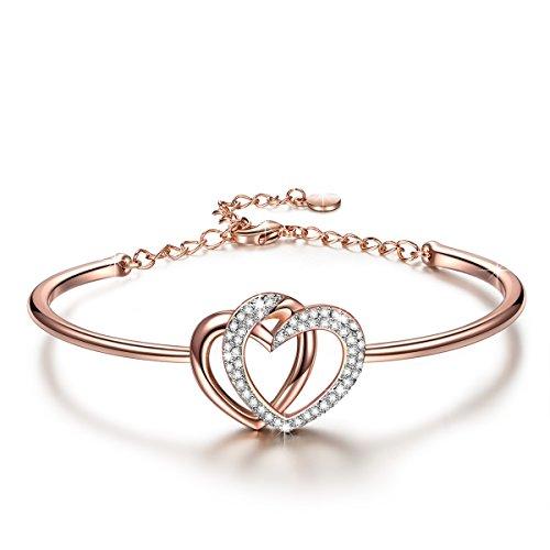 Valentines Day Gifts J.NINA Rose-Gold Plated Women Bangle Bracelet for women Made with Swarovski Crystals Jewelry Birthday Anniversary Gifts for Girlfriend Mom Daughter niece friends