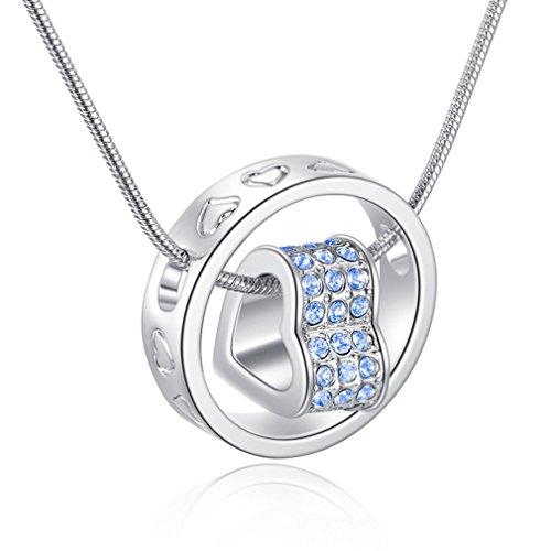 SOURBAN Womens Love Heart And Round Ring Pendant Necklace
