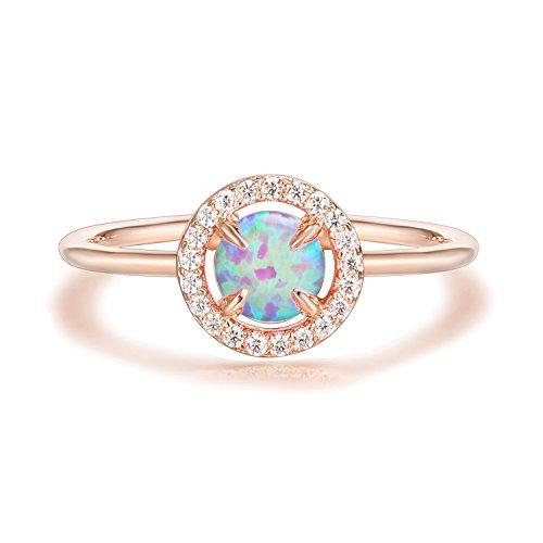PAVOI 14K Rose Gold Plated CZ and Created Pink Opal Ring