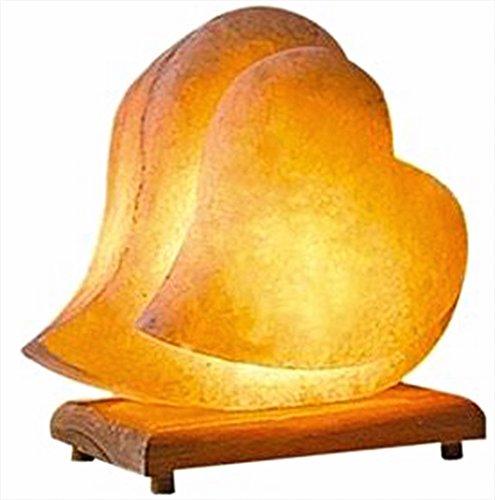 Himalayan Salt Lamp Hand Carved Himilian Pink Light Romantic Double Heart Crystal Rock on Neem Wood Base UL - Approved Cord with Dimmer Switch Brightness Control . Enjoy this Eco Friendly Work of Art!
