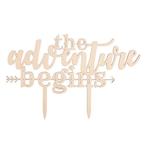 The Adventure Begins Wooden Wedding Cake Topper, Arrow Rustic Wood Decoration