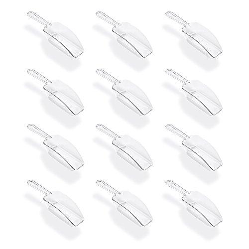 5.5" Mini Clear Acrylic Plastic Kitchen Scoops for Weddings, Candy Dessert Buffet, Ice Cream, Protein Powders, Coffee, Tea (12 Pack)