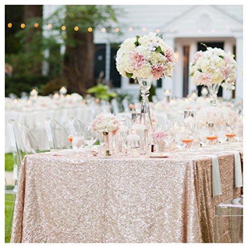 TRLYC 60"105" Champagne Sequin Table Cloth For Wedding