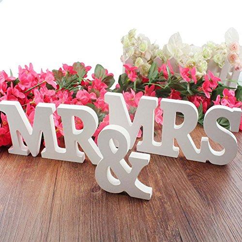 Wooden Letters MR and MRS Wedding or Anniversary Props for Decor and Photo Shoots White