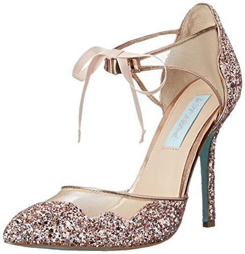 Blue by Betsey Johnson Womens stela Dress Pump, Champagne Glitter, 7.5 M US