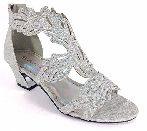 Lime03N Womens Open Toe Mid Heel Wedding Rhinestone Gladiator Sandal Wedge Shoes (8.5, Silver)