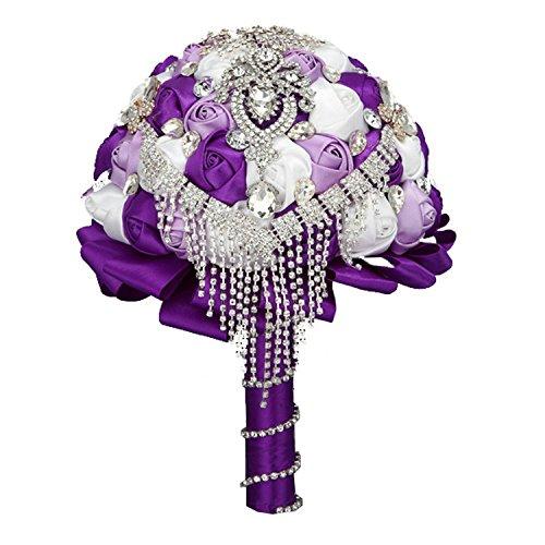 Wedding Purple Bouquets,Bridal Bride Holding Purple Flowers,Water Drops