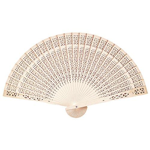 Chinese Sandalwood Scented Wooden Openwork Personal Hand Held Folding Fans for Wedding Decoration, Birthdays, Home Gifts by Super Z Outlet (12 Pack)