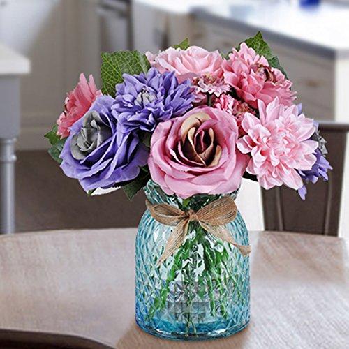 Bringsine Bridal Wedding Bouquet Flower Arrangement Home Decorative Flowers Real Touch Silk Artificial Flowers- Rose, Daisy, Dahlia, Wedding Decoration, Flowers Bunch Hotel Party Garden Floral Decor