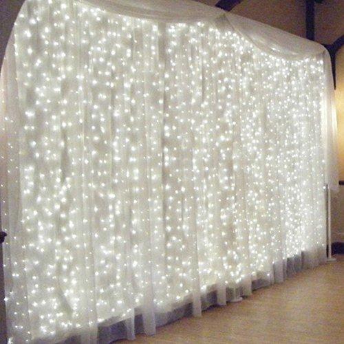 Ucharge 600 LED Curtain Icicle Lights with 8 Modes, Curtain String Fairy Wedding Led Lights for Wedding, Party, Home,Wall, Bathroom, Holiday Decorative Lights.(White)