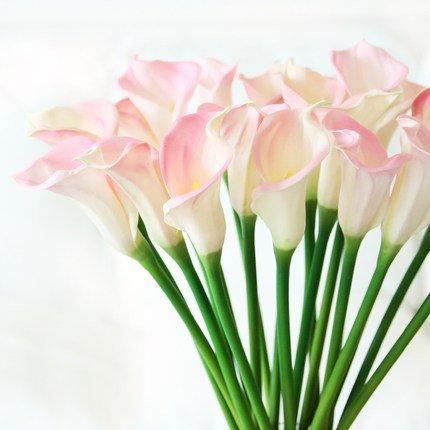 25" LARGE Handmade Real Touch Latex Calla Lilly artificial spring flowers for arrangements, bouquets, weddings, and centerpieces (Pack of 5) (Pink and White)