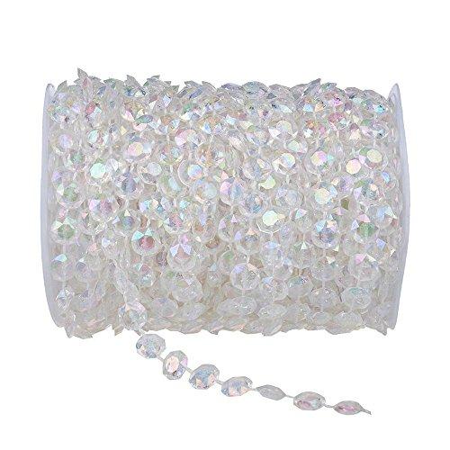 HOODDEAL 99 ft Clear Crystal Like Beads by the roll Wedding Decorations