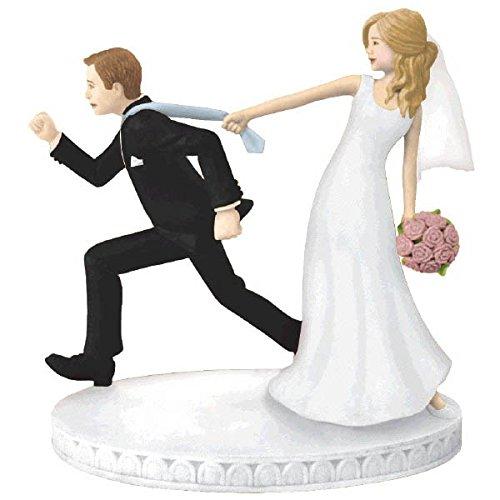 Comical Tie-Puller Wedding Cake Topper Party Supply, Black and White, Plastic , 4"