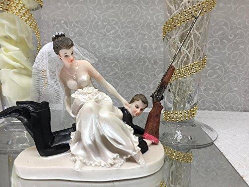Wedding Funny Hunter Groom and Bride Couple Figurine Cake Top Decoration