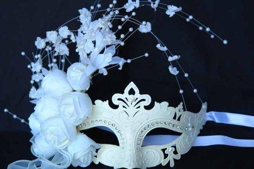 Elegant White Wedding Flower Venetian Laser Cut Masquerade Ball Party Mask