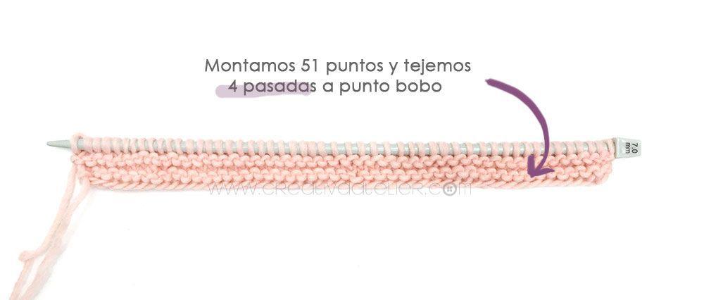 Capota de bebe de punto bobo de lana tejida a dos agujas - Patrón y tutorial DIY