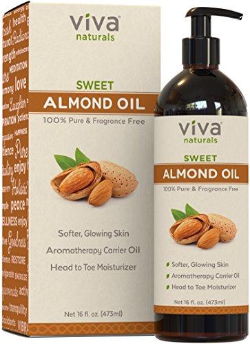 Viva Naturals Sweet Almond Oil 16 fl oz, 100% Pure and Hexane Free, Ideal for Skin and Hair