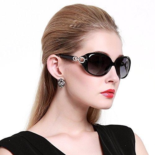 Duco Womens Shades Classic Oversized Polarized Sunglasses 100% UV Protection 1220 Black Frame Gray lens