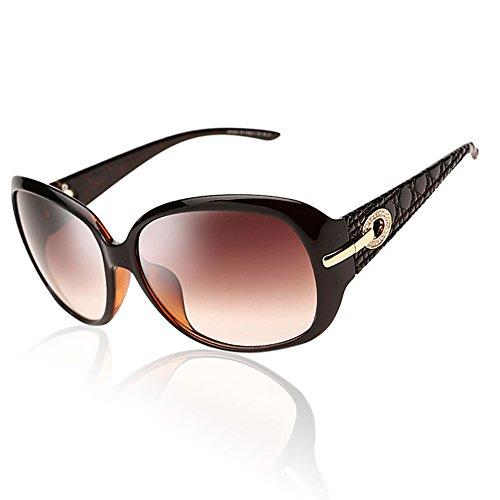 Duco Womens Shades Classic Oversized Polarized Sunglasses 100% UV Protection 6214 Brown Frame Brown Lens