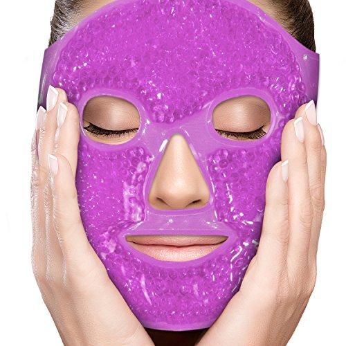 Face Eye Mask Gel Cold Pack Reduce Puffiness, Bags Under Eyes, Puffy Dark Circles, Migraine - Therapeutic Heat and Ice Compress With Cover - For Sleep, Sinus Pressure, Headaches, Skin Care - Purple