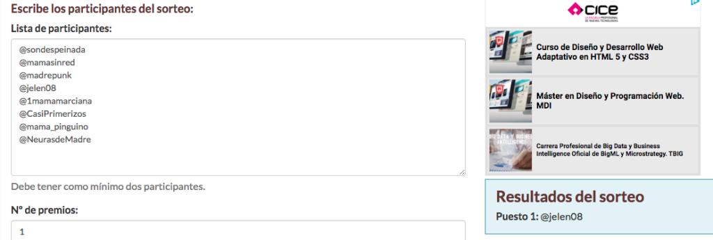resultado del sorteo