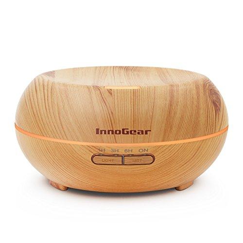 InnoGear Aromatherapy Essential Oil Diffuser Ultrasonic Cool Mist Diffusers with 7 Color LED Lights Waterless Auto Shut-off, Wood Grain, 200 mL