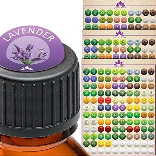 Essential Oil Labels - Bottle Cap Stickers Label Set for All Bottles and Rollers with Floral Designs - Best to Help Organize and Find Your Oils Quickly - 3 Designer Sheets Included.