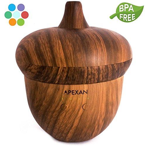 Apexan Aromatherapy Essential Oil Diffuser, Aroma Diffuser with Cool Mist 300mL, Super-Quiet Humidifier, Air Purifier, with Timer & Soothing Light for Home, Bedroom, Office, Spa (Light Wooden Grain)