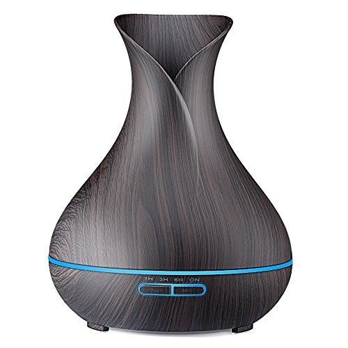 URPOWER Essential Oil Diffuser, 400ml Wood Grain Aromatherapy Diffuser Ultrasonic Cool Mist Humidifier with Color LED Lights Changing and Waterless Auto Shut-off for Bedroom Office Home Baby Room Yoga