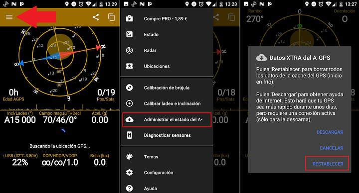 como recalibrar borrar datos de cache y solucionar errores de GPS y ubicación en teléfonos y tabletas Android reajustando el sensor y aumentando la precisión de la señal de localización