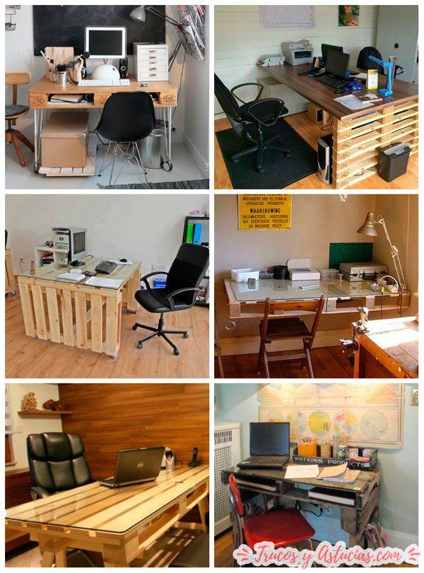 mesas de oficina hechas con palets