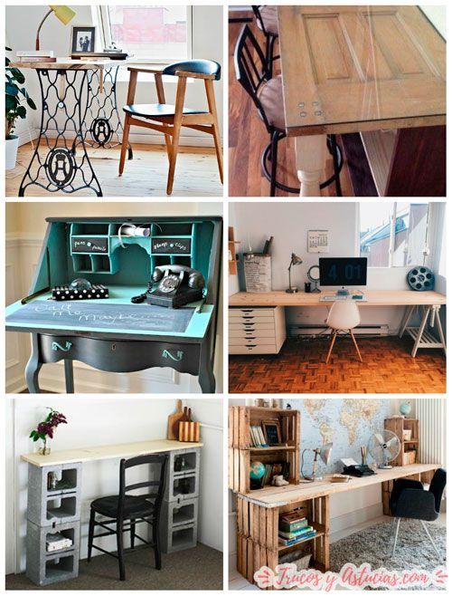 escritorios para casa reutilizando muebles y reciclando materiales