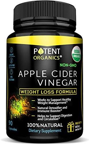 USDA Organic Apple Cider Vinegar - 90 Capsules For Healthy Diet & Weght Loss - 100% Raw, Vegan and Non-GMO - Supports Body Detox - Made in USA - Add to Garcinia Cambogia