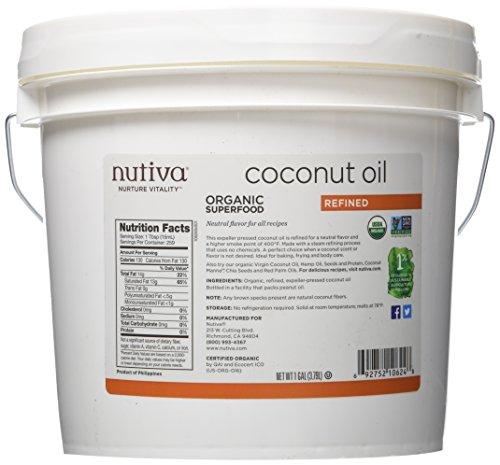 Nutiva Organic, Neutral Tasting, Steam Refined Coconut Oil from non-GMO, Sustainably Farmed Coconuts, 1 Gallon