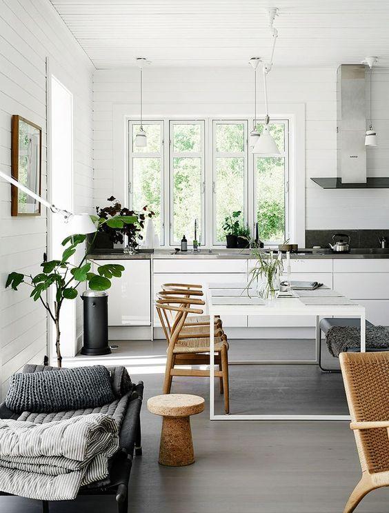 decoración nórdica con plantas y ramas