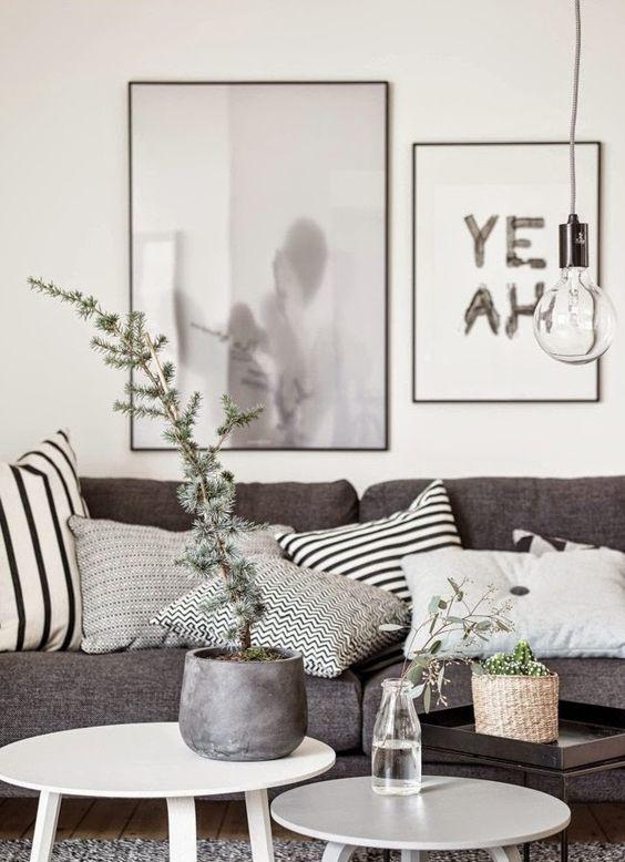 decoración nórdica con ramas de invierno
