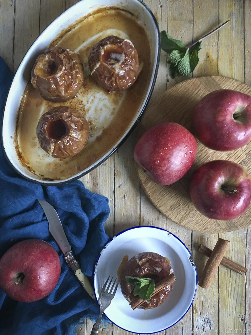 Manzanas asadas cenital