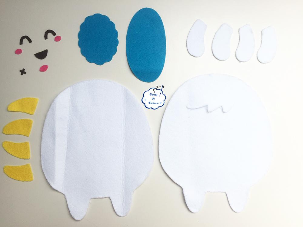 Yeti de fieltro - partes cortadas