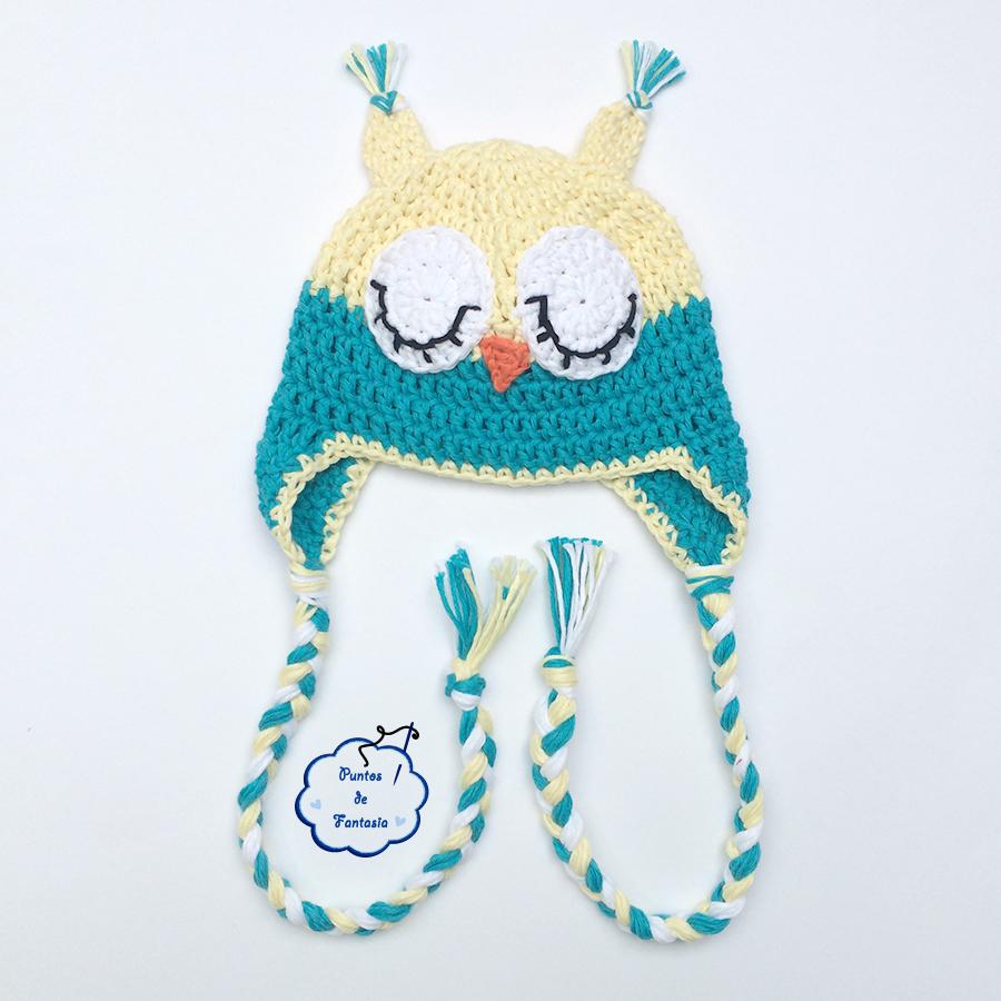 gorro buho crochet puntos de fantasia