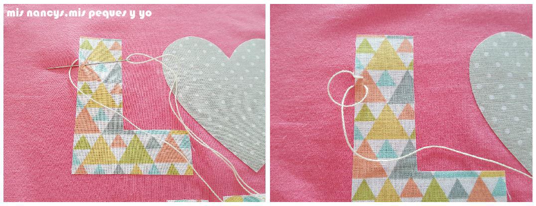 mis nancys, mis peques y yo, tutorial aplique en camiseta love, punto feston