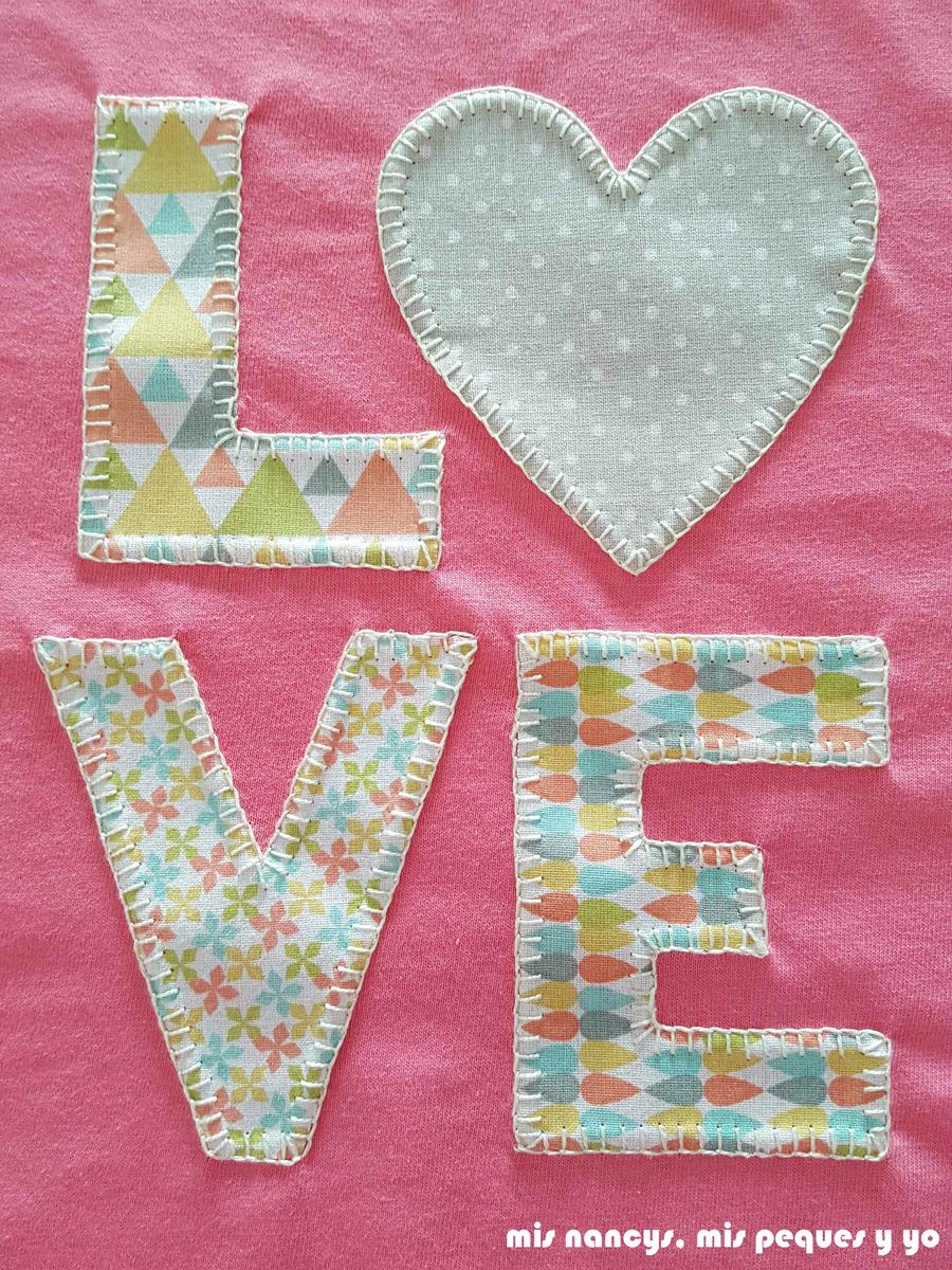 mis nancys, mis peques y yo, tutorial aplique en camiseta love, punto feston detalle