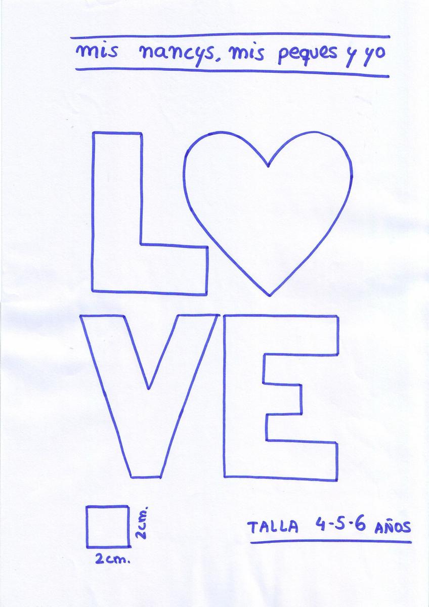 mis nancys, mis peques y yo, tutorial aplique en camiseta love, patron talla 4-5-6