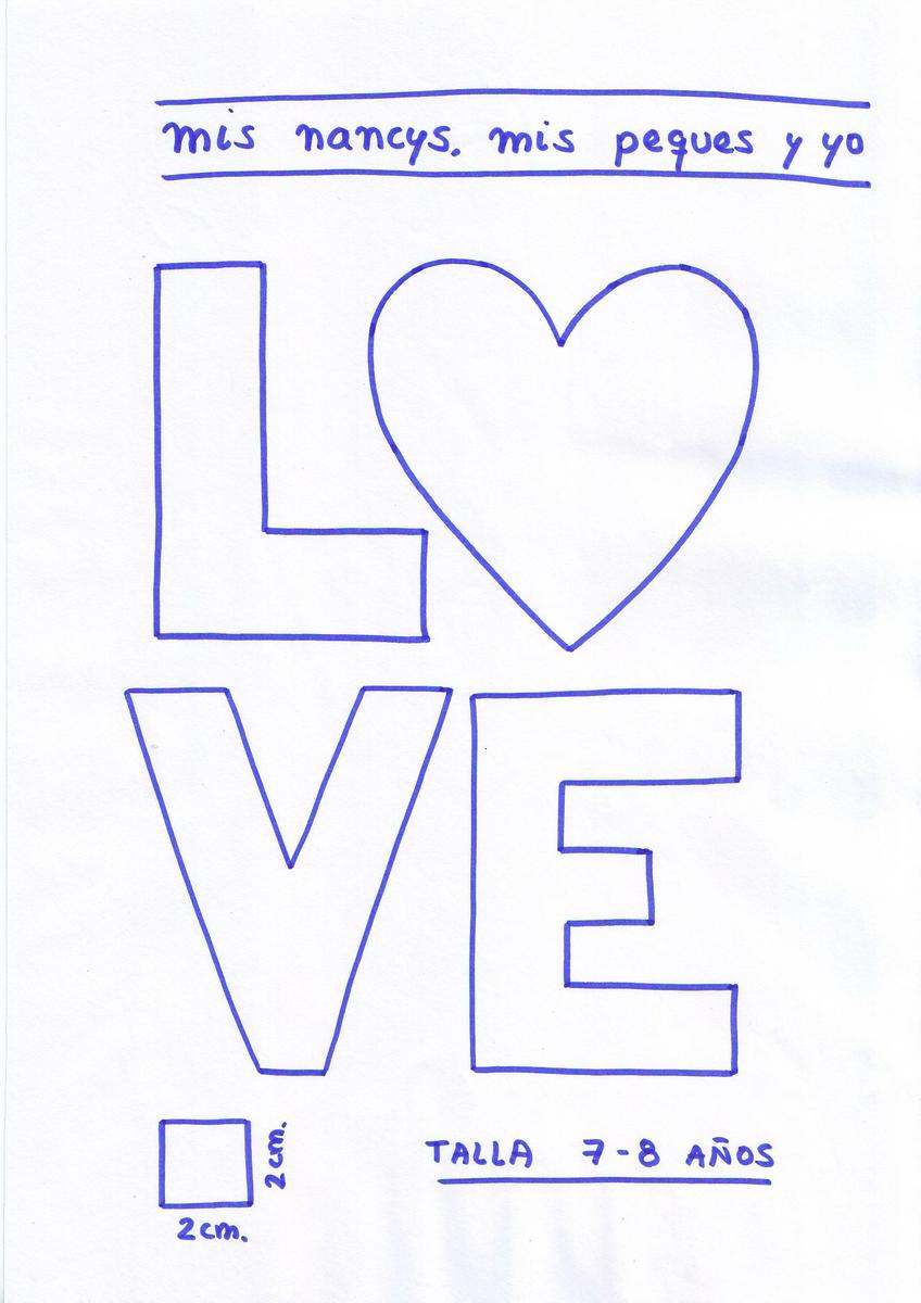 mis nancys, mis peques y yo, tutorial aplique en camiseta love, patron talla 7-8