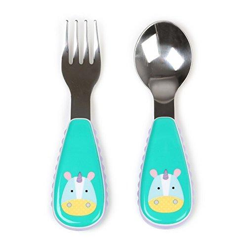 Skip Hop Baby Zoo Little Kid and Toddler Fork and Spoon Utensil Set, Multi Eureka Unicorn