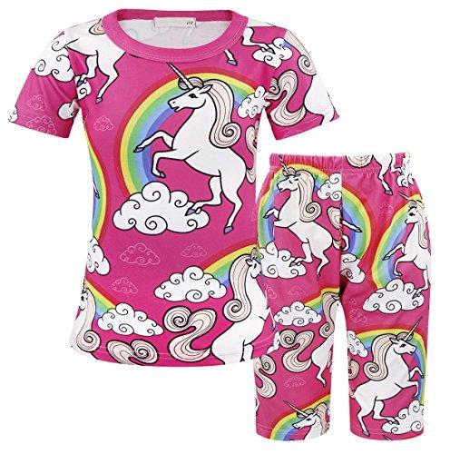 AmzBarley Girls Short Unicorn Pink Clothing Sets 7-8 Years Size 8