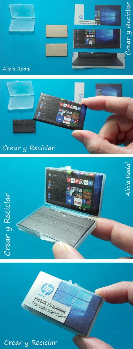 Mini ordenador portátil, laptop o computadora para muñecas. DIY.